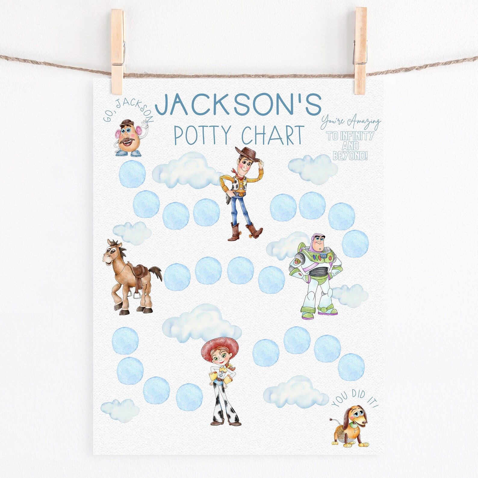 Editable Potty Training Rewards Chart Potty Training Printables TOY STORY Inspired Montessori ...