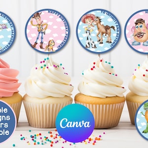 EDITABLE Toy Story-Inspired Cupcake Toppers, Printable, Instant Download, Easy Customization, Infinity and Beyond, Birthday Cupcake Toppers