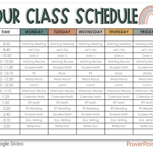 Hermosas plantillas de horarios de clases diarios y semanales de estilo bohemio / EDITABLES / Presentaciones de Google / PowerPoint. Plantilla de horario de clases fácil. Aula.