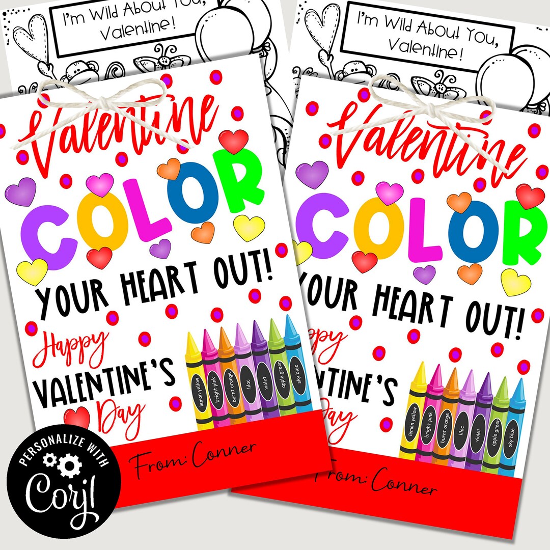 EDITABLE Crayons Valentines, School Valentine Cards, Classroom