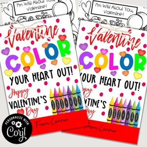 Giz de cera EDITÁVEL para namorados, cartões de dia dos namorados para escola, dia dos namorados para sala de aula, página para colorir, dia dos namorados sem doces, cartão infantil para o dia dos namorados