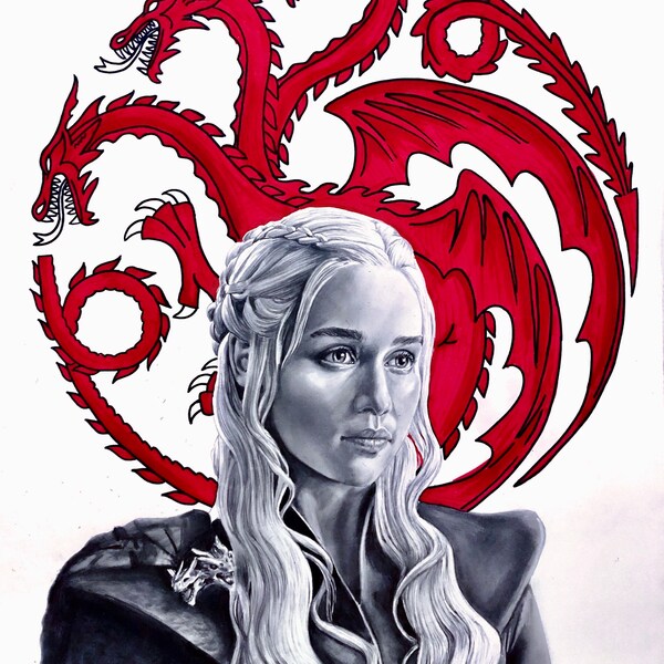 Daenerys Targaryen with Sigil Art print