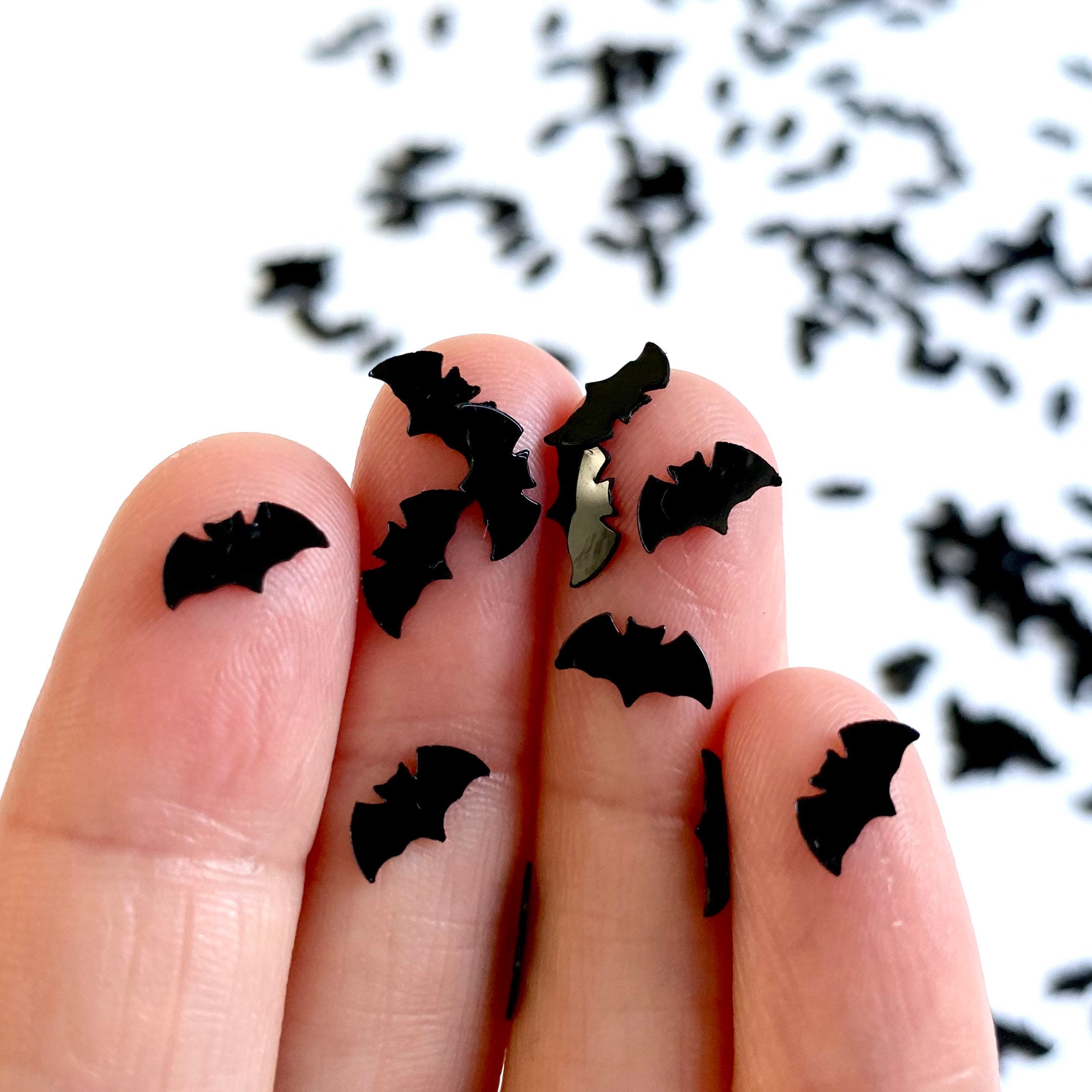Bat Sequins black PVC mini Bats for Halloween nail art decoration 4mm x…