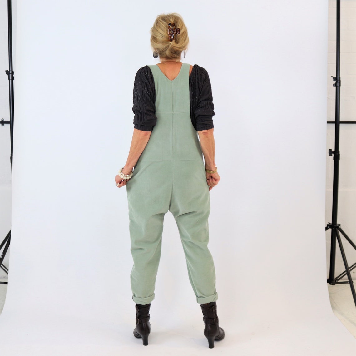 Green Dungarees Womens overalls light Green Jumpsuit Romper | Etsy