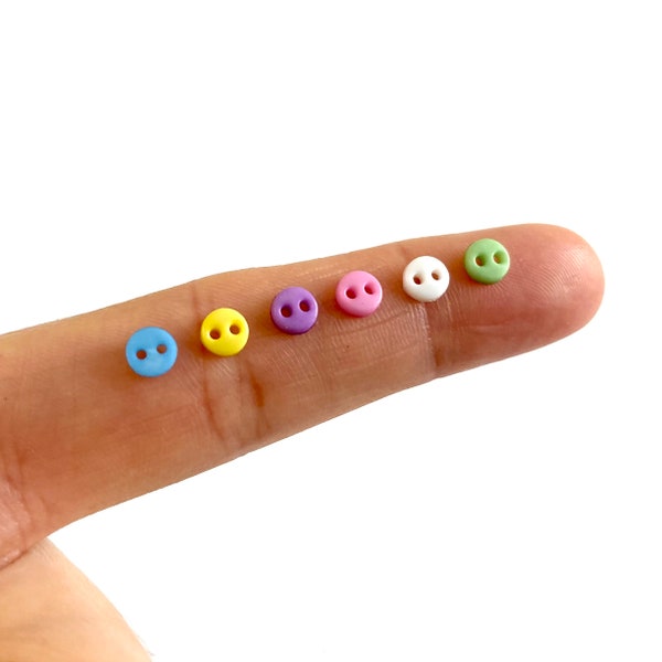 Tiny buttons 4mm micro buttons pastel buttons plastic Random mix Mini doll buttons UK seller