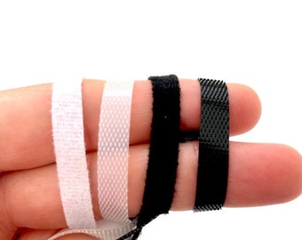 6mm Fastener for dolls clothes 1mtr ultra thin Sew on Fastener strap Black White Transparent Magic tape Doll clothes Sewing doll making DIY