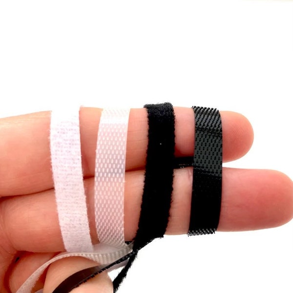 6mm Fastener für Puppenkleidung 1mtr ultra dünnes Band Sew on Fastener Strap Schwarz Weiß Transparent Magic tape Puppenkleidung Nähen