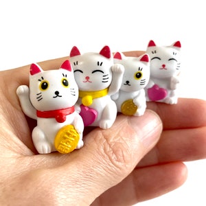 Kawaii Tiny Lucky Cats set of 2 cute cats random selection Fairy Garden miniature
