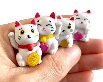 Kawaii Tiny Lucky Cats set of 2 cute cats random selection Fairy Garden miniature