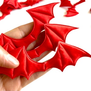 Halloween Devil wings red Fabric sew on patch padded appliqué  bat wings Mini wings for dolls