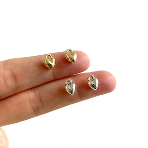 Tiny Herz Charms Valentine loveheart 6 mm Metall Herzanhänger Gold Silber