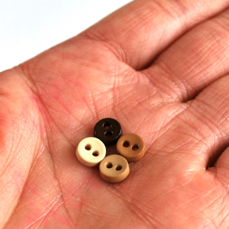 Small Round Buttons Mini Buttons 7mm Tiny Buttons Neutral Colour Buttons Mini Doll Clothes ...