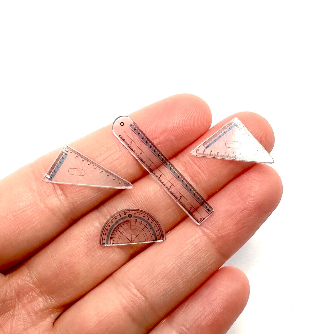 Dollhouse Miniature Stationery Ruler Measure Set School Maths Set 1/6 ...