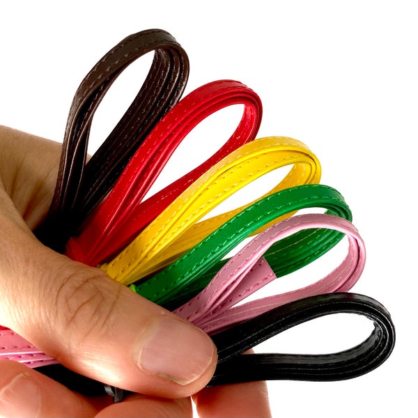 Ropa de muñeca Correa de cuero de 3 mm y 5 mm Cordón de piel sintética Hilo de coser a máquina Cinturón de muñeca de 5 mm Precortado 18”