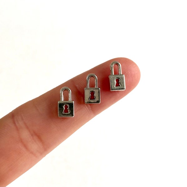 Tiny padlock charms 5mm metal Miniature key lock  pendant Jewellery making