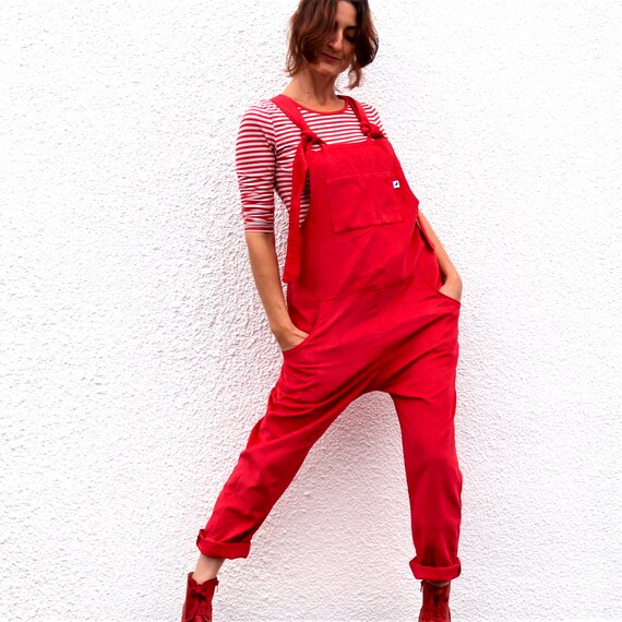 Red Overalls Red Dungarees Size XS 6-8 