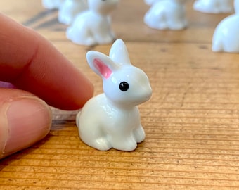 Miniature white rabbit charms resin Bunny 16 x 26mm