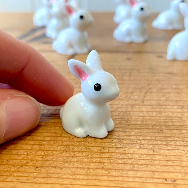 Miniature white rabbit charms resin Bunny 16 x 26mm