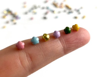Tiny buttons 4mm flower buttons plastic Random mix UK seller Mini doll buttons Pink Blue Green White Yellow Lilac