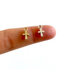 Tiny cross charms 8mm Mini cross necklace  earring charms UK seller