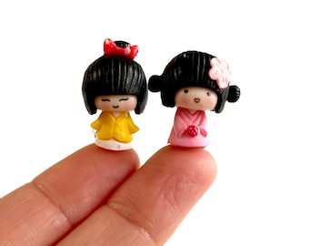 Tiny Dolls Little Geisha Set of 2 Terrarium Fairy Garden Dolls 10mm x 20mm