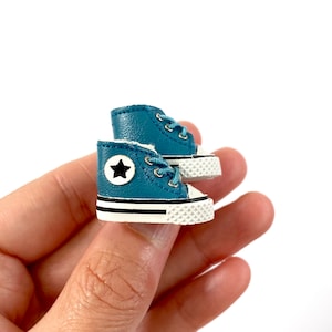 Miniature Doll shoes Doll trainers Blue leather Mini shoes 1/12 scale doll DOD Mollys Holala Gsc Ymy Nendoroid