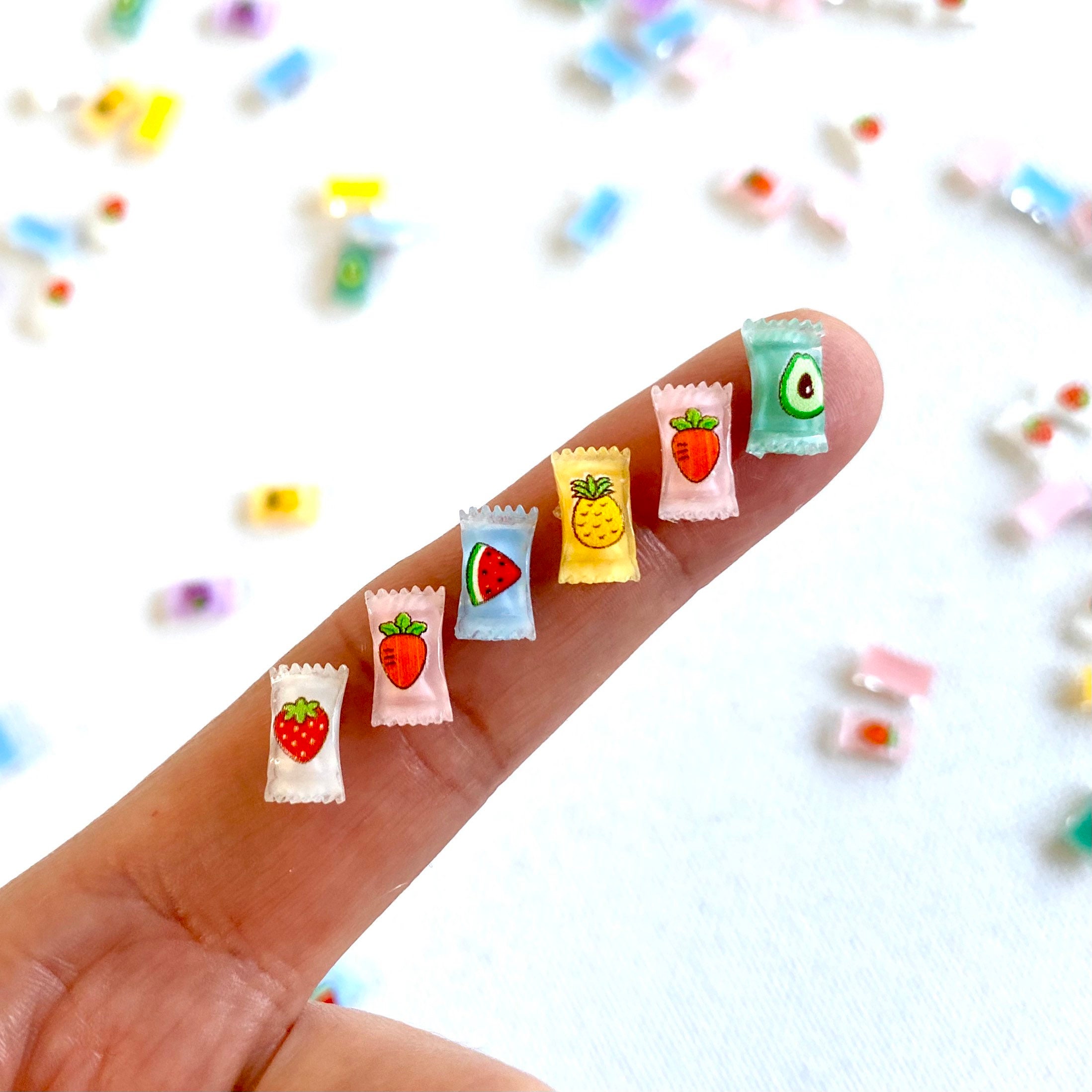 8 Tiny Sweets Candy Cabochons for Nail Decoration, Resin Embellishment,  Shaker Molds, Cute Multicolor Miniature Sweets, 06 