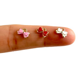 Tiny bow charms ribbons 8mm Mini ribbon charms metal doll clothes BJD doll clothes sewing