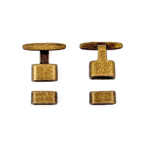 T bar bracelet end cap 11mm Flat metal Antique bronze clasps fits 10x5mm flat leather cord image 4