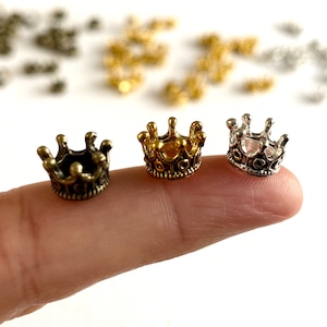 Miniature Doll Crown Metal crown charms  Dollhouse Miniature 7mm x 10mm UK Princess girls dolls tiara gift