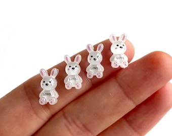 Konijnenbedel kawaii Pasen Nagelkunst kleine bedels Platte achterkant hars Helder wit Kleine paascadeau-ideeën voor meisjes Bunny Verjaardagsfeestje