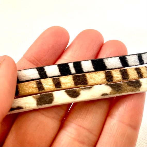 1/5Yard 5*2mm Horse Hair Flat Leather Cord Zebra/Leopard Pattern Jewellery Thong
