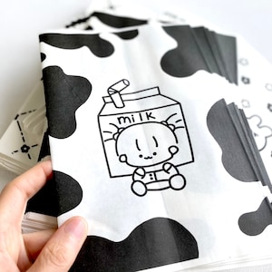 Leuke feestzakjes Kawaii verjaardagsfeestje Melkpak Koeienprint bedankjes Zwart Wit Leuke papieren knutseltassen Set van 8-3 opties om uit te kiezen