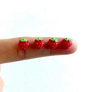 Tiny Strawberry cabochons 8mm Resin Flat back Nail charms UK seller