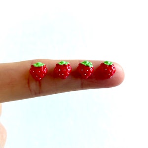 Tiny Strawberry cabochons 8mm Resin Flat back Nail charms