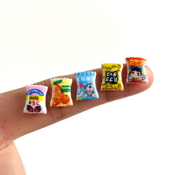 Tiny Pick and Mix sweets Resin Candy charms flat back 8mm x 11mm Bags of sweets Random Mix