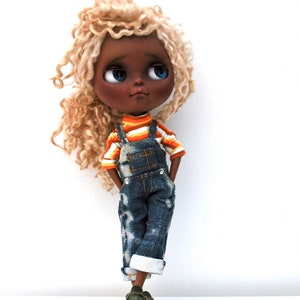 Blythe dungarees sewing pattern 11.5&quot; Blythe dolls jumpsuit instant DIGITAL download PDF denim Blythe overalls Azone pure neemo