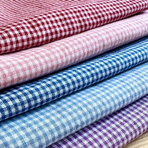 Doll fabric tiny gingham 2mm print miniature school uniform plaid cotton dress fabric pre cut 145 x 50cm Sewing for doll clothes DIY UK
