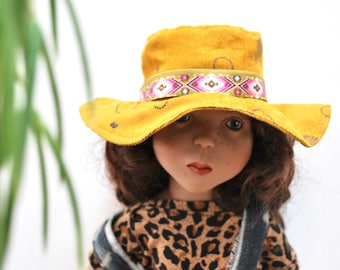 Dolls sun hat sewing pattern doll hat instant  DIGITAL download BJD doll PDF sunhat floppy fedora Panama hats Zwergnase junior