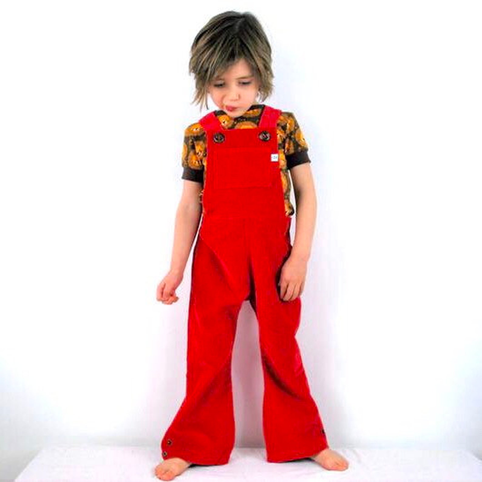 Red Kids overalls childs retro style dungarees cotton corduroy Etsy