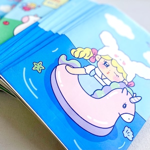 Cute Kawaii Party Taschen Blue Pool Party Bevorzugungen Cute Papier Handwerk Taschen Set von 8 - 3 Optionen wählen Kawaii Geburtstags-Party Geschenkideen für Mädchen