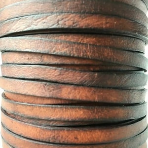 4mm flat leather strap Leather cord Antique brown genuine leather cord for sewing doll clothes DIY