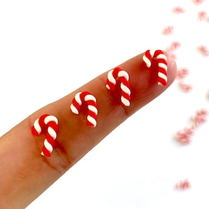 Winzige Weihnachtszuckerstange süße Dekorationen 0,5 mm Polymerton Polymerton Puppenhaus Miniaturen