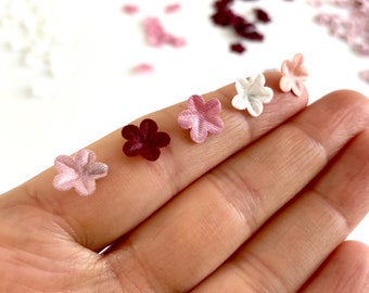 Fabric flowers for Doll clothes 9mm Mini Fabric Sew on flowers 5 colours BJD for sewing dolls clothes DIY doll making supplies