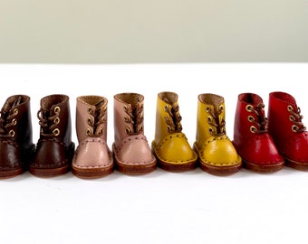 Miniature Doll Boots Lace up leather Blythe doll shoes 1/6 scale shoes OB22 OB24 BJD Doll making DIY supplies