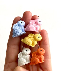Bunny charms hars konijn miniatuur dierenfiguurtjes Willekeurig gemengde pastelkleuren Schattige baby dierenfiguurtjes huisdier konijn cadeau