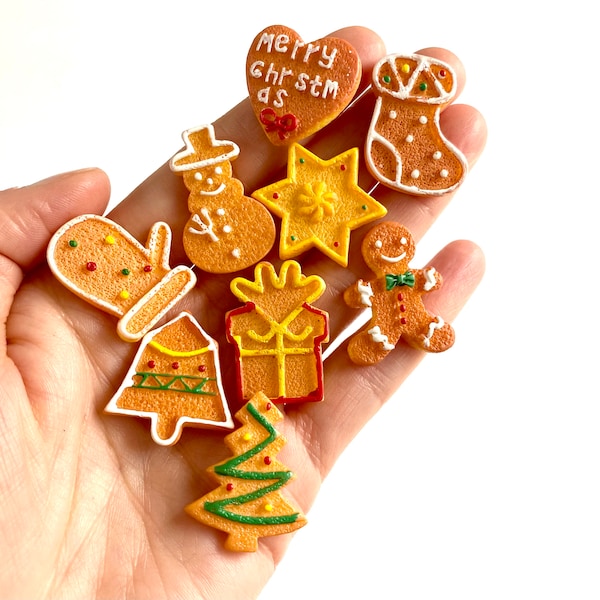 Mélange de biscuits de Noël en résine, faux aliments, cabochon à dos plat, sélection aléatoire, bricolage, scrapbooking