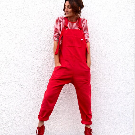 Red Overalls Red Dungarees Size XS 6-8 