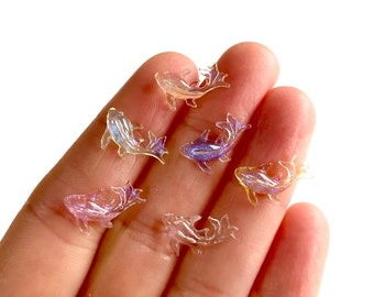 Tiny charms Goldfish Pastel Pearl translucent Resin flatback charms 8mm Random mix colours