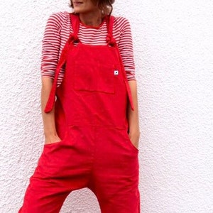 Red Overalls Red Dungarees Jumpsuit 